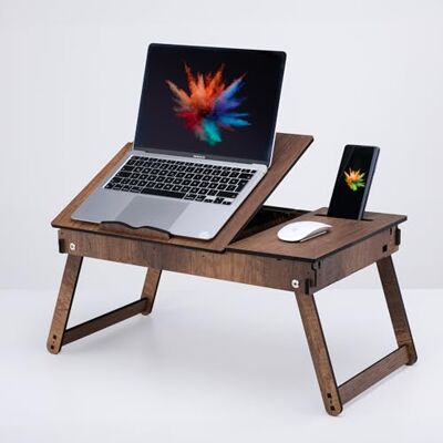 Vigo Wood Vigo Support en bois pour ordinateur portable et lit réglable avec rangement intégré, design pliable et ergonomique pour lire, écrire et travailler (noyer) Vigo Wood Vigo Support en bois pour ordinateur portable et lit réglable avec rangement intégré, design pliable et ergonomique pour lire, écrire et travailler (noyer)