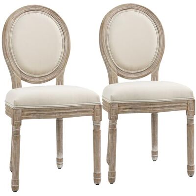 HOMCOM Lot de 2 Chaises de Salle à Manger Médaillon Style Louis XVI Beige HOMCOM Lot de 2 Chaises de Salle à Manger Médaillon Style Louis XVI Beige