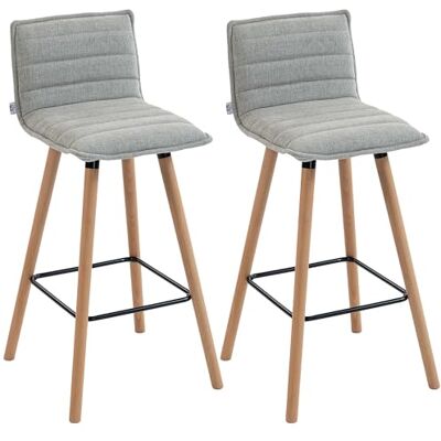 HOMCOM Lot de 2 tabourets de bar, chaises de bar, assise rembourrée 76,5H cm, dossier et repose-pieds, pieds en bois de hêtre, tissu aspect lin, chaises hautes cuisine, salle à manger, comptoir, gris HOMCOM Lot de 2 tabourets de bar, chaises de bar, assise rembourrée 76,5H cm, dossier et repose-pieds, pieds en bois de hêtre, tissu aspect lin, chaises hautes cuisine, salle à manger, comptoir, gris