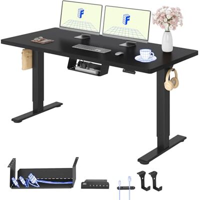 FLEXISPOT Bureau debout électrique à 2 moteurs 160 x 80 cm avec panneau de fonction mémoire, table électrique réglable en hauteur, charge 100 kg, noir + noir FLEXISPOT Bureau debout électrique à 2 moteurs 160 x 80 cm avec panneau de fonction mémoire, table électrique réglable en hauteur, charge 100 kg, noir + noir