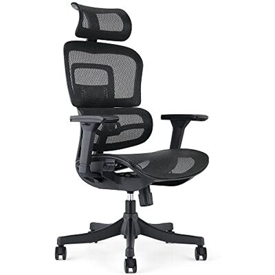 Waytex Fauteuil de Bureau Ergonomique, Chaise Bureau en Maille Respirante Assise et Dossier, Accoudoirs Réglables 3D, Appui-Tête Ajustable, Support Lombaire Ultra Confortable Noir Waytex Fauteuil de Bureau Ergonomique, Chaise Bureau en Maille Respirante Assise et Dossier, Accoudoirs Réglables 3D, Appui-Tête Ajustable, Support Lombaire Ultra Confortable Noir