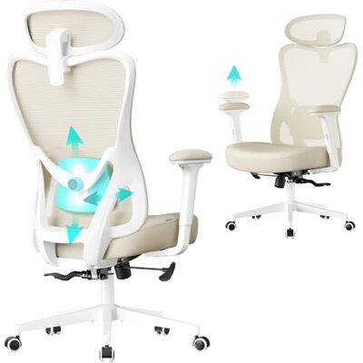 SONGMICS Chaise de Bureau Ergonomique, Fauteuil de Bureau, Appui-Tête et Soutien Lombaire Réglables, Supporte Jusqu’à 150 kg, Hauteur Réglable, Beige Sable OBN066LF01 SONGMICS Chaise de Bureau Ergonomique, Fauteuil de Bureau, Appui-Tête et Soutien Lombaire Réglables, Supporte Jusqu’à 150 kg, Hauteur Réglable, Beige Sable OBN066LF01