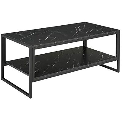 HOMCOM Table Basse Style Moderne avec 2 Étagères 106 x 50 x 47 cm Noir HOMCOM Table Basse Style Moderne avec 2 Étagères 106 x 50 x 47 cm Noir