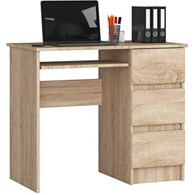 AKORD Bureau A6 90 cm 3 tiroirs à droite ordinateur Portable Meuble de bureau 90 x 77 x 50 cm (l x H x P) 29,95 kg Chêne Sonoma AKORD Bureau A6 90 cm 3 tiroirs à droite ordinateur Portable Meuble de bureau 90 x 77 x 50 cm (l x H x P) 29,95 kg Chêne Sonoma