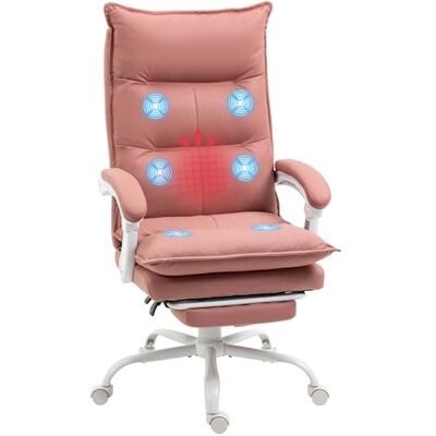 Vinsetto Fauteuil de Bureau Massant et Chauffant Hauteur Réglable Rose Vinsetto Fauteuil de Bureau Massant et Chauffant Hauteur Réglable Rose