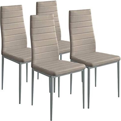 BAKAJI Lot de 4 chaises modernes, salle à manger, salon, cuisine, assise rembourrée, similicuir, 4 chaises en promo, structure en acier (taupe) BAKAJI Lot de 4 chaises modernes, salle à manger, salon, cuisine, assise rembourrée, similicuir, 4 chaises en promo, structure en acier (taupe)