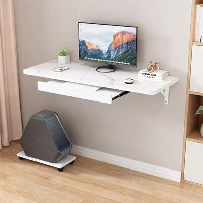 GHHVFEC Bureau mural pliable flottant pour petits espaces Établi pour bureau, maison et cuisine 80 cm Blanc GHHVFEC Bureau mural pliable flottant pour petits espaces Établi pour bureau, maison et cuisine 80 cm Blanc