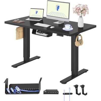 FLEXISPOT 2 Moteurs Bureau Assis Debout 120x60 Une Pièce, Bureau Debout électrique avec Panneau à Fonctions Mémoires, Table Réglable en Hauteur Électrique, Charge 100kg, Noir+Noir FLEXISPOT 2 Moteurs Bureau Assis Debout 120x60 Une Pièce, Bureau Debout électrique avec Panneau à Fonctions Mémoires, Table Réglable en Hauteur Électrique, Charge 100kg, Noir+Noir
