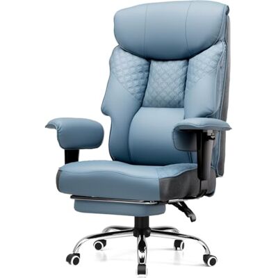 COMHOMA Chaise de jeu, pour personnes grandes et lourdes, ergonomique, jusqu'à 180 kg, coussin d'assise 3D, réglable, avec repose-pieds, cuir synthétique, grand confort, pour bureau et jeu, bleu clair COMHOMA Chaise de jeu, pour personnes grandes et lourdes, ergonomique, jusqu'à 180 kg, coussin d'assise 3D, réglable, avec repose-pieds, cuir synthétique, grand confort, pour bureau et jeu, bleu clair