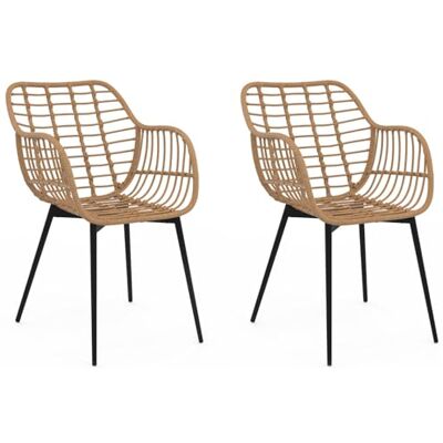 IDMarket Lot de 2 chaises de Salle à Manger, fauteuils de Table Summer Effet rotin Pied métal Noir IDMarket Lot de 2 chaises de Salle à Manger, fauteuils de Table Summer Effet rotin Pied métal Noir