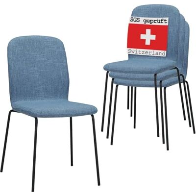 Albatros ENNA Lot de 4 chaises de salle à manger, bleues, empilables, rembourrées et confortables, élégantes pour cuisine, salle à manger ou table à manger, chaise de conférence Albatros ENNA Lot de 4 chaises de salle à manger, bleues, empilables, rembourrées et confortables, élégantes pour cuisine, salle à manger ou table à manger, chaise de conférence
