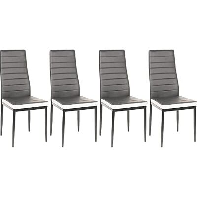 LANTUS Lot de 4 chaises de salle à manger SGS Testé, Siege Rembourré Épais, Moderne, 4PC (Gris + Blanc) LANTUS Lot de 4 chaises de salle à manger SGS Testé, Siege Rembourré Épais, Moderne, 4PC (Gris + Blanc)