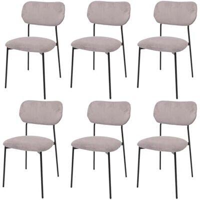 Mendler Lot de 6 chaises de salle à manger HWC-O26 En velours côtelé (330 g/m²) Tissu et textile Métal Gris clair Mendler Lot de 6 chaises de salle à manger HWC-O26 En velours côtelé (330 g/m²) Tissu et textile Métal Gris clair