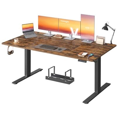 VASAGLE Bureau Assis Debout Électrique, 180 x 80 cm, avec Port USB Table Réglable en Hauteur, 3 Mémoires, Charge 80 kg, Marron rustique et noir, Collection Balok, LSD148KD02 VASAGLE Bureau Assis Debout Électrique, 180 x 80 cm, avec Port USB Table Réglable en Hauteur, 3 Mémoires, Charge 80 kg, Marron rustique et noir, Collection Balok, LSD148KD02