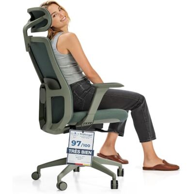 Desktronic Chaise de Bureau Ergonomique réglable Chaise de Bureau avec Appui-tête, accoudoirs, Support Lombaire, réglages de la Hauteur Maille Respirante Desktronic Chaise de Bureau Ergonomique réglable Chaise de Bureau avec Appui-tête, accoudoirs, Support Lombaire, réglages de la Hauteur Maille Respirante