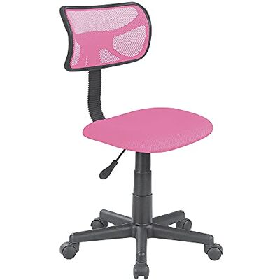 BAKAJI Chaise pivotante de bureau réglable en hauteur avec roulettes de bureau pour chambre avec dossier ergonomique en maille respirante assise rembourrée (rose) BAKAJI Chaise pivotante de bureau réglable en hauteur avec roulettes de bureau pour chambre avec dossier ergonomique en maille respirante assise rembourrée (rose)