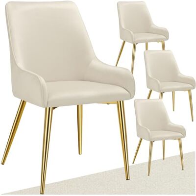 tectake ® Lot de 4 Chaises de Salle à Manger rembourrées Modernes Chaise Velours Fauteuil Salon Chaise Scandinave Pieds en Acier Élégant avec Accoudoirs pour Coiffeuse, Chambre Beige tectake ® Lot de 4 Chaises de Salle à Manger rembourrées Modernes Chaise Velours Fauteuil Salon Chaise Scandinave Pieds en Acier Élégant avec Accoudoirs pour Coiffeuse, Chambre Beige