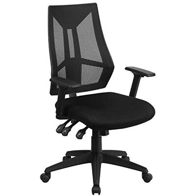 Flash Furniture Chaise de bureau pivotante multifonction en maille avec accoudoirs réglables, en métal, noir, 65,41 x 64,77 x 28,57 cm Flash Furniture Chaise de bureau pivotante multifonction en maille avec accoudoirs réglables, en métal, noir, 65,41 x 64,77 x 28,57 cm