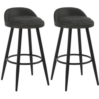 WOLTU Tabouret Bar Lot de 2, Chaise de Bar, Chaise Haute Cuisine, avec Dossier et Repose-pieds, en Similicuir Vintage et Métal, Anthracite, BH327an-2 WOLTU Tabouret Bar Lot de 2, Chaise de Bar, Chaise Haute Cuisine, avec Dossier et Repose-pieds, en Similicuir Vintage et Métal, Anthracite, BH327an-2
