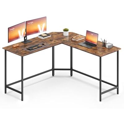 VASAGLE LWD73XV1 Bureau d'angle en forme de L pour ordinateur 140 x 140 x 76 cm Peu encombrant Montage facile Marron vintage/noir d'encre VASAGLE LWD73XV1 Bureau d'angle en forme de L pour ordinateur 140 x 140 x 76 cm Peu encombrant Montage facile Marron vintage/noir d'encre
