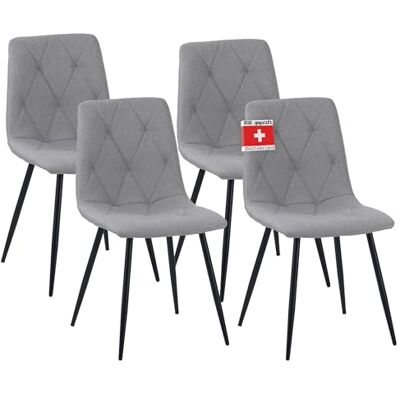 Albatros Dora Lot de 4 chaises de salle à manger rembourrées avec housse en tissu Grises Design vintage élégant Charge maximale : 110 kg Pour cuisine, salle à manger ou table à manger Albatros Dora Lot de 4 chaises de salle à manger rembourrées avec housse en tissu Grises Design vintage élégant Charge maximale : 110 kg Pour cuisine, salle à manger ou table à manger