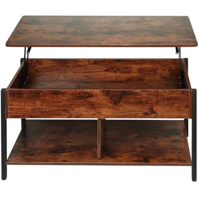 LANTUS Table de Salon Basse 3 en 1 avec Compartiments Cachés et Étagère Ouverte, Table Basse Relevable et Extensible, Table à Manger 4-8 Personnes avec Plateau Pliable, 90 * 48 * 62cm (C) LANTUS Table de Salon Basse 3 en 1 avec Compartiments Cachés et Étagère Ouverte, Table Basse Relevable et Extensible, Table à Manger 4-8 Personnes avec Plateau Pliable, 90 * 48 * 62cm (C)
