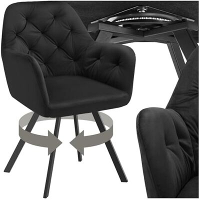 tectake ® Chaise de salle à manger en velours avec fonction pivotante à 180°, pieds en acier robuste, fauteuil rembourré épais avec montage rapide et capacité de charge de 120 kg – Idéal pour cuisine, tectake ® Chaise de salle à manger en velours avec fonction pivotante à 180°, pieds en acier robuste, fauteuil rembourré épais avec montage rapide et capacité de charge de 120 kg – Idéal pour cuisine,