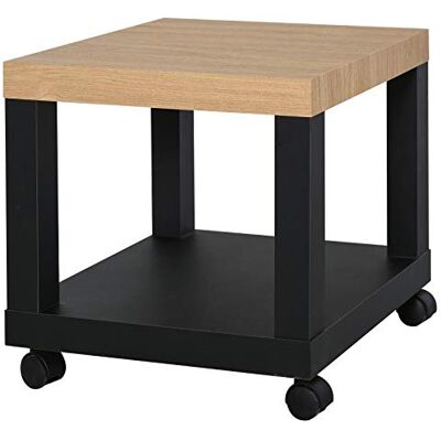 HOMCOM Table d'Appoint Roulante, Table Basse Moderne avec Étagère Ouverte, pour Salon, Chambre ou Bureau, 40 x 40 x 40 cm, Bois Naturel & Noir HOMCOM Table d'Appoint Roulante, Table Basse Moderne avec Étagère Ouverte, pour Salon, Chambre ou Bureau, 40 x 40 x 40 cm, Bois Naturel & Noir