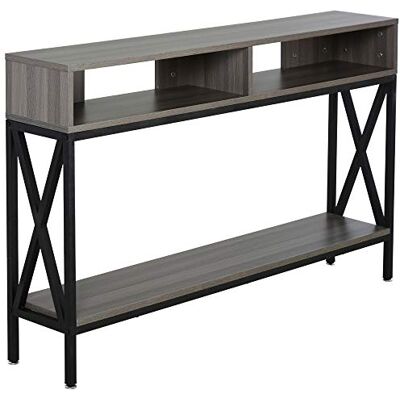 HOMCOM Table console Table d'entrée industrielle multi-espace 120 x 23,5 x 75 cm Bois gris HOMCOM Table console Table d'entrée industrielle multi-espace 120 x 23,5 x 75 cm Bois gris