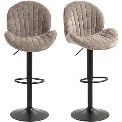 HOMCOM Lot de 2 tabourets de Bar, chaises de Bar pivotantes, Forme de Coquillage, Chaise Haute Cuisine avec Dossier, Hauteur réglable et Repose-Pieds, Cadre en Acier, Marron HOMCOM Lot de 2 tabourets de Bar, chaises de Bar pivotantes, Forme de Coquillage, Chaise Haute Cuisine avec Dossier, Hauteur réglable et Repose-Pieds, Cadre en Acier, Marron