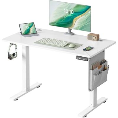 SONGMICS Bureau Électrique Assis-Debout Réglable, 100 x 60 x (72-120) cm 4 Hauteurs Mémorisables, Pochette de Rangement, Blanc Mat et Blanc, Collection BALOK LSD130WZ01 SONGMICS Bureau Électrique Assis-Debout Réglable, 100 x 60 x (72-120) cm 4 Hauteurs Mémorisables, Pochette de Rangement, Blanc Mat et Blanc, Collection BALOK LSD130WZ01