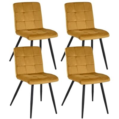 Duhome Chaise Salle à Manger Lot de 4 Chaise Cuisine avec Dossier Tabouret Coiffeuse Velours Siège Capitonnée pour Salon Chambre Restaurant, Jaune Duhome Chaise Salle à Manger Lot de 4 Chaise Cuisine avec Dossier Tabouret Coiffeuse Velours Siège Capitonnée pour Salon Chambre Restaurant, Jaune