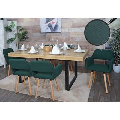 Mendler Lot de 6 chaises de salle à manger HWC-A50 II Chaise de cuisine rembourrée Bois et tissu côtelé (400 g/m²) FSC® Vert Mendler Lot de 6 chaises de salle à manger HWC-A50 II Chaise de cuisine rembourrée Bois et tissu côtelé (400 g/m²) FSC® Vert