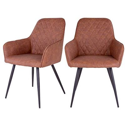 Selsey Chaise de salle à manger en cuir synthétique Marron clair 57 x 87 x 65 cm Selsey Chaise de salle à manger en cuir synthétique Marron clair 57 x 87 x 65 cm