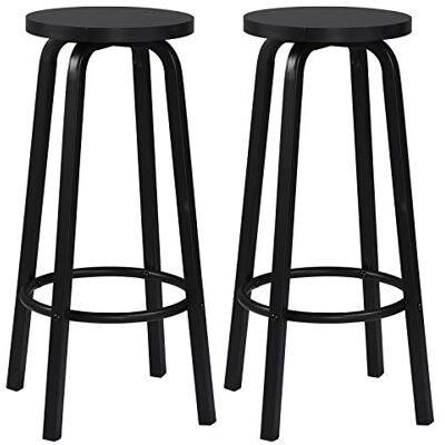 WOLTU Tabourets de Bar Lot de 2, Tabouret Haut 72cm, Noir Tabouret Haute Rond, avec Repose-Pieds, Métal Pieds, Foncé, pour Cuisine, Salon, Salle à Manger WOLTU Tabourets de Bar Lot de 2, Tabouret Haut 72cm, Noir Tabouret Haute Rond, avec Repose-Pieds, Métal Pieds, Foncé, pour Cuisine, Salon, Salle à Manger