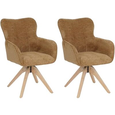 Mendler HWC-Q35 Lot de 2 chaises de salle à manger pivotantes avec accoudoirs automatiques, tissu chenille (680 g/m²), bois MVG, jaune moutarde Mendler HWC-Q35 Lot de 2 chaises de salle à manger pivotantes avec accoudoirs automatiques, tissu chenille (680 g/m²), bois MVG, jaune moutarde