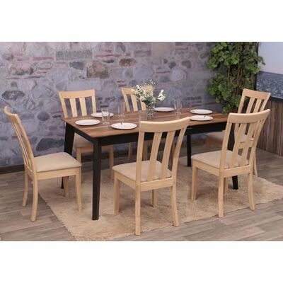 Mendler Lot de 6 chaises de salle à manger HWC-G46 Tissu et textile Bois massif Structure naturelle Beige Mendler Lot de 6 chaises de salle à manger HWC-G46 Tissu et textile Bois massif Structure naturelle Beige
