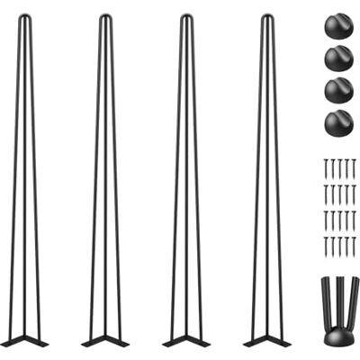 VEVOR Lot de 4 pieds de table en épingle à cheveux, noir, capacité de 99,8 kg chacun, pieds de bureau en épingle à cheveux, 3 tiges pour banc, bureau, salle à manger, chaises en acier au carbone, VEVOR Lot de 4 pieds de table en épingle à cheveux, noir, capacité de 99,8 kg chacun, pieds de bureau en épingle à cheveux, 3 tiges pour banc, bureau, salle à manger, chaises en acier au carbone,