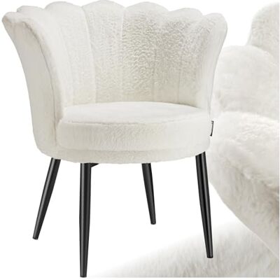 tectake ® Fauteuil salon confortable avec fausse fourrure Relax fauteuil Scandinave, fauteuil cocktail Moelleux chaise ergonomique pour salon Creme/noir tectake ® Fauteuil salon confortable avec fausse fourrure Relax fauteuil Scandinave, fauteuil cocktail Moelleux chaise ergonomique pour salon Creme/noir
