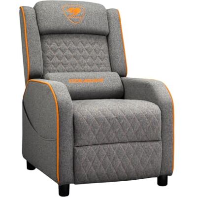 COUGAR Ranger One Canapé de jeu, tissu imitation lin respirant, poche de rangement latérale, appui-tête et coussin lombaire, design réglable, capacité jusqu'à 150 kg – Gris et orange COUGAR Ranger One Canapé de jeu, tissu imitation lin respirant, poche de rangement latérale, appui-tête et coussin lombaire, design réglable, capacité jusqu'à 150 kg – Gris et orange