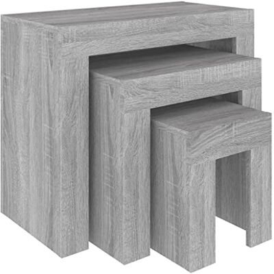 vidaXL Tables Basses Gigognes 3 pcs Tables d'Appoint Bouts de Canapé Meubles de Salon Salle de Séjour Intérieur Sonoma Gris Bois d'Ingénierie vidaXL Tables Basses Gigognes 3 pcs Tables d'Appoint Bouts de Canapé Meubles de Salon Salle de Séjour Intérieur Sonoma Gris Bois d'Ingénierie