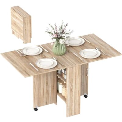 HOMCOM Table à manger pliante 80-140 cm pour 4-6 personnes, Naturel HOMCOM Table à manger pliante 80-140 cm pour 4-6 personnes, Naturel