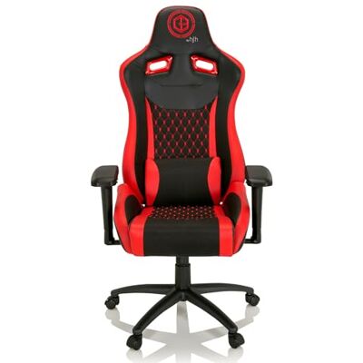 hjh OFFICE 734233 Chaise pivotante Gaming Gamebreaker SX 04 similicuir noir/rouge, avec coussins lombaires, dossier incliné jusqu'à la position de repos (180°) hjh OFFICE 734233 Chaise pivotante Gaming Gamebreaker SX 04 similicuir noir/rouge, avec coussins lombaires, dossier incliné jusqu'à la position de repos (180°)