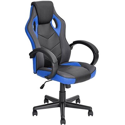 BAKAJI Chaise de jeu Fauteuil de bureau Directionnel Roues Pivotantes Sport Racer Directionnel Bureau Racing Présidentielle Maison Studio Chaise de Bureau Bureau Hauteur Réglable (Bleu) BAKAJI Chaise de jeu Fauteuil de bureau Directionnel Roues Pivotantes Sport Racer Directionnel Bureau Racing Présidentielle Maison Studio Chaise de Bureau Bureau Hauteur Réglable (Bleu)