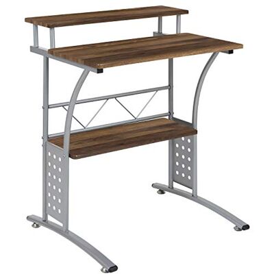 Flash Furniture Bureau d'ordinateur en métal, noyer rustique, 71,12 cm Flash Furniture Bureau d'ordinateur en métal, noyer rustique, 71,12 cm