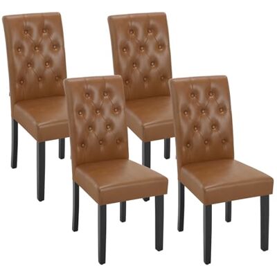 WOLTU EZS20br-4 Lot de 4 chaises de salle à manger, cuisine, rembourrées, avec revêtement en cuir synthétique et pieds en bois Marron WOLTU EZS20br-4 Lot de 4 chaises de salle à manger, cuisine, rembourrées, avec revêtement en cuir synthétique et pieds en bois Marron