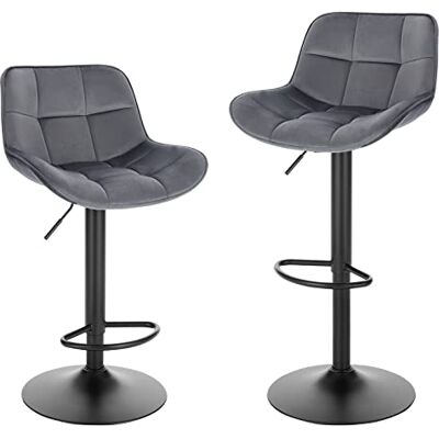 EUGAD Tabourets de bar rotatifs avec dossier et repose-pieds Gris foncé EUGAD Tabourets de bar rotatifs avec dossier et repose-pieds Gris foncé