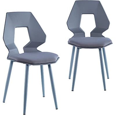 Trisens Lot de 2 ou 4 chaises design pour salle à manger, cuisine, salon, bureau en plastique, couleur : gris/gris, quantité : 2 pièces Trisens Lot de 2 ou 4 chaises design pour salle à manger, cuisine, salon, bureau en plastique, couleur : gris/gris, quantité : 2 pièces