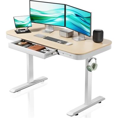 WilTec Table Bureau Assis-debout Hauteur réglable 720 à 1200 mm Blanc-Beige Taille 1180 x 600mm Moteur Station charge USB-A USB-C Anticollision Fonction sauvegarde Rappel temps Assis/debout Ergonomie WilTec Table Bureau Assis-debout Hauteur réglable 720 à 1200 mm Blanc-Beige Taille 1180 x 600mm Moteur Station charge USB-A USB-C Anticollision Fonction sauvegarde Rappel temps Assis/debout Ergonomie