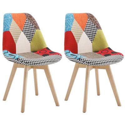 WOLTU Lot de 2 chaises de salle à manger, patchwork en lin, multicolore Bohême, pieds croisés en bois massif, tapissés pour chambre, salon WOLTU Lot de 2 chaises de salle à manger, patchwork en lin, multicolore Bohême, pieds croisés en bois massif, tapissés pour chambre, salon